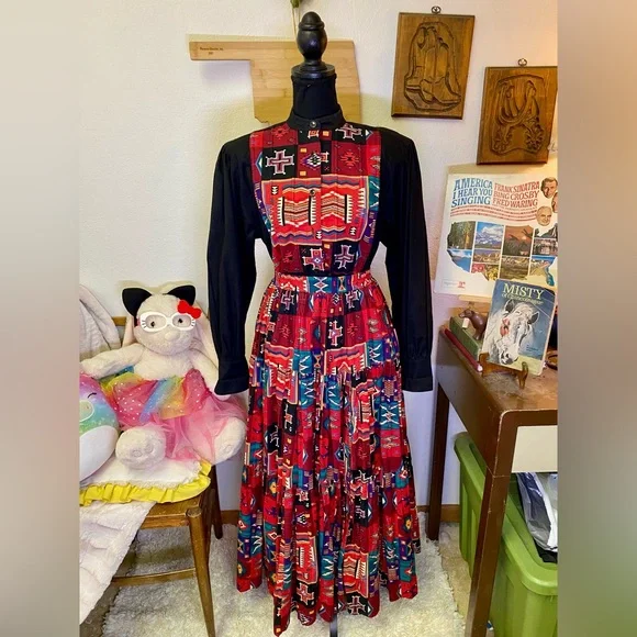 VINTAGE Desert West Sherry Holt USA Circle Skirt Set Southwestern Aztec MEDIUM - Picture 13 of 14